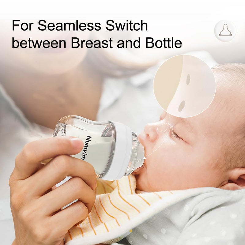 NUVIMI Natural Glass Baby Bottles Gentle & Extra Slow Flow, Newborn Breastfeeding Bottle with Anti Colic Nipple for 0 Months Babies, 3 Packs (Brown (8 Ounce), 1 Count (Pack of 3)) - Image 5